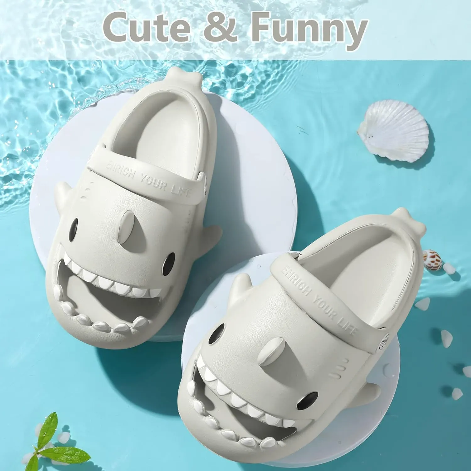 Toddler Shark Cloud Slides | Kids Shower Sandals | Boys Girls Cute Cartoon Fish Flip Flops | Beach Pool Home Slippers Shoes | Quick Dry Non-Slip