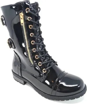 TOP Moda Pack 72 Womens Military Lace Up Buckle Combat Boots