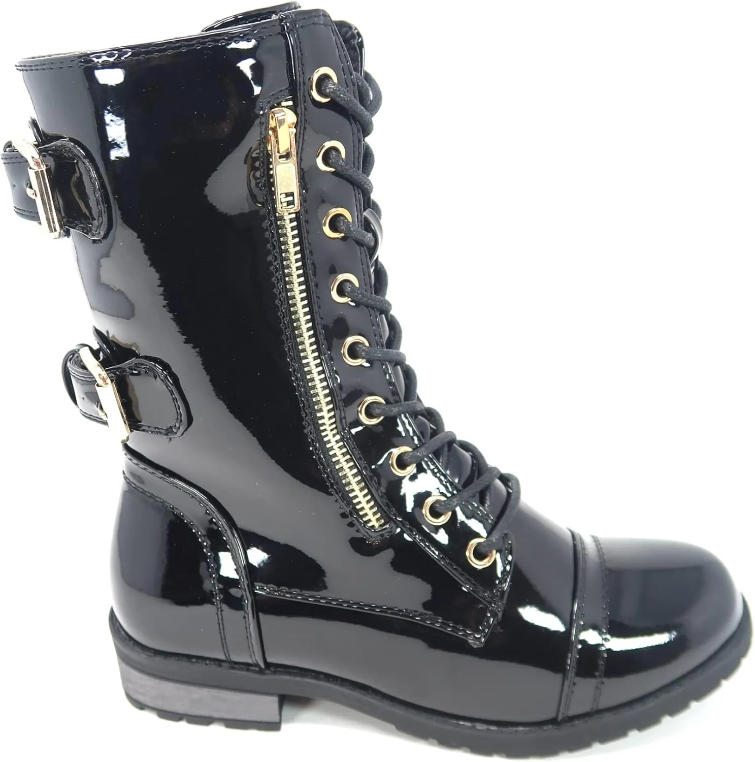 TOP Moda Pack 72 Womens Military Lace Up Buckle Combat Boots