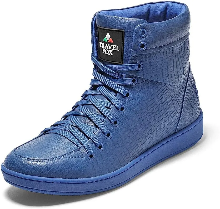 TRAVEL FOX Unisex 900 Nappa Leather Round Toe Lace-Up High-Top Sneakers