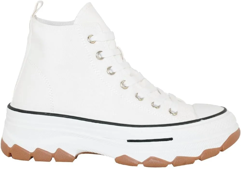 TRENDSUP Womens Sneakers Platform Shoes 2 Inch Height Lace Up Fashion Sneaker Shoes