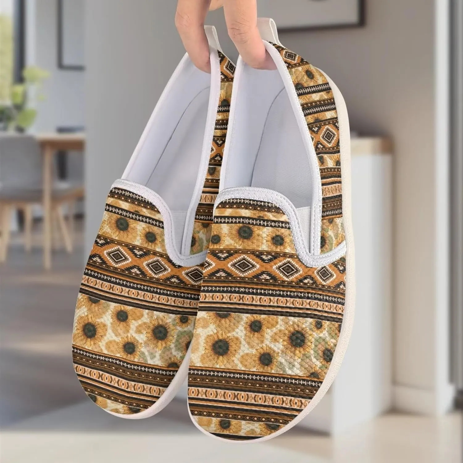 Trendy Womens Flats Shoes Ethnic Style Casual Shoes for Women Slip On Shoes