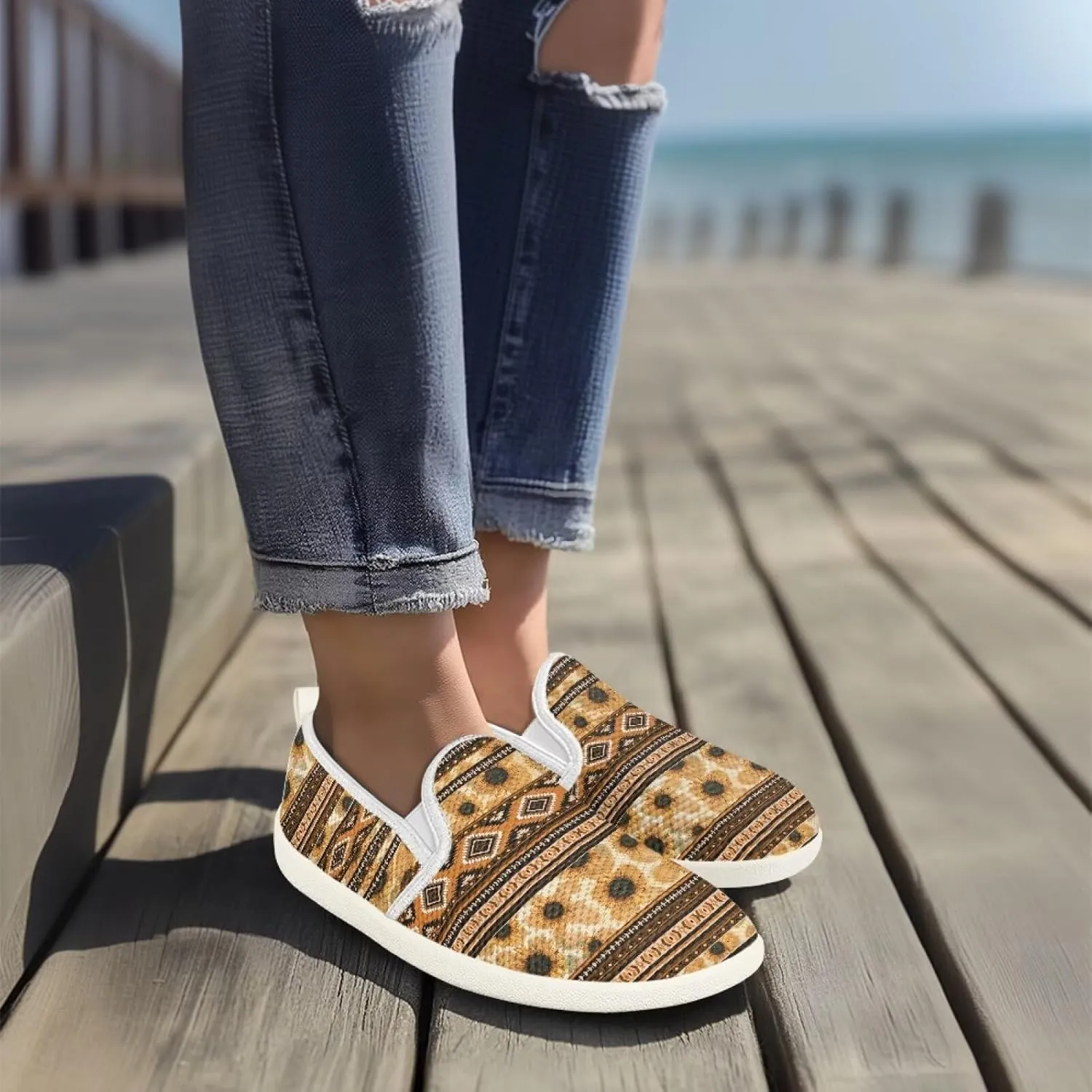 Trendy Womens Flats Shoes Ethnic Style Casual Shoes for Women Slip On Shoes