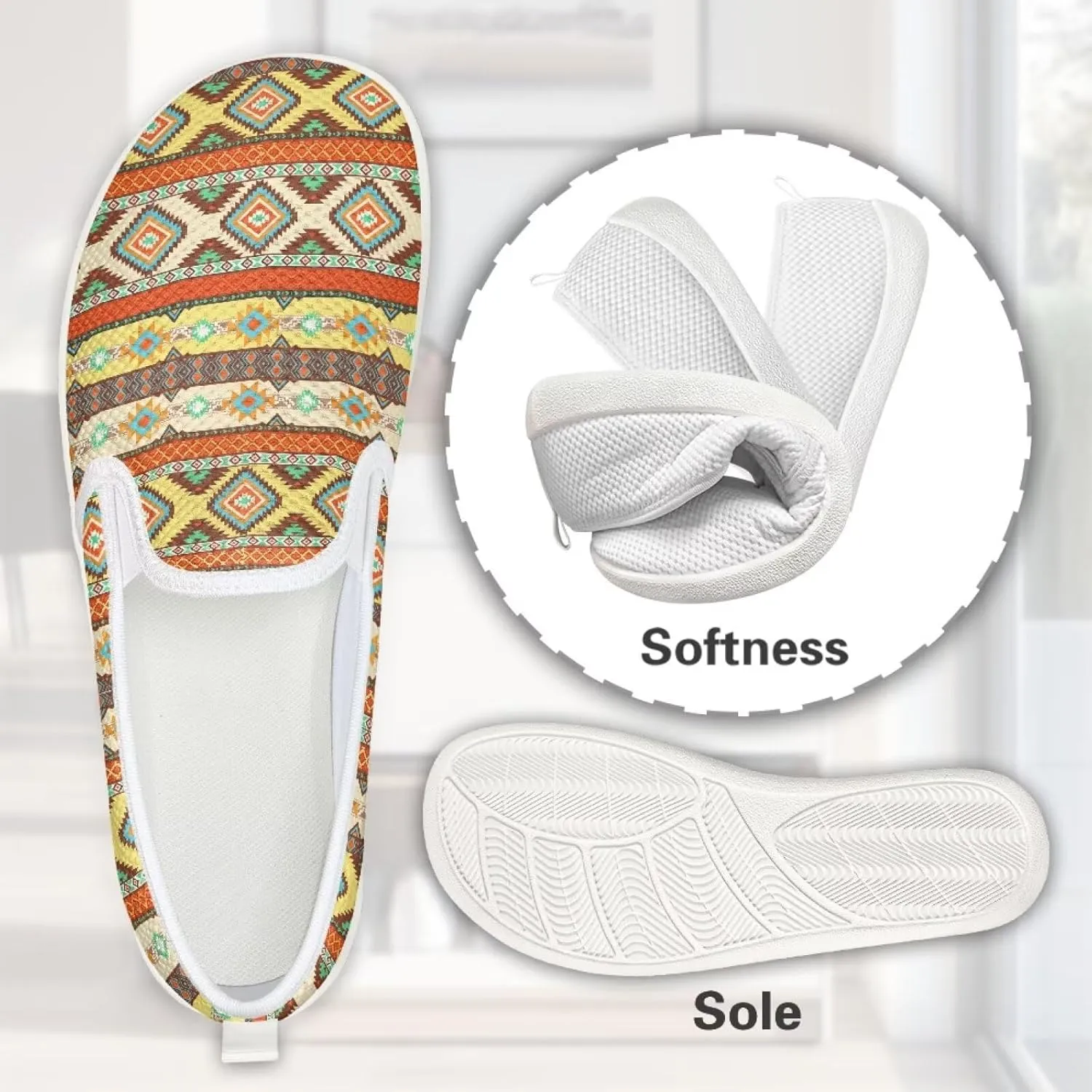 Trendy Womens Flats Shoes Ethnic Style Casual Shoes for Women Slip On Shoes