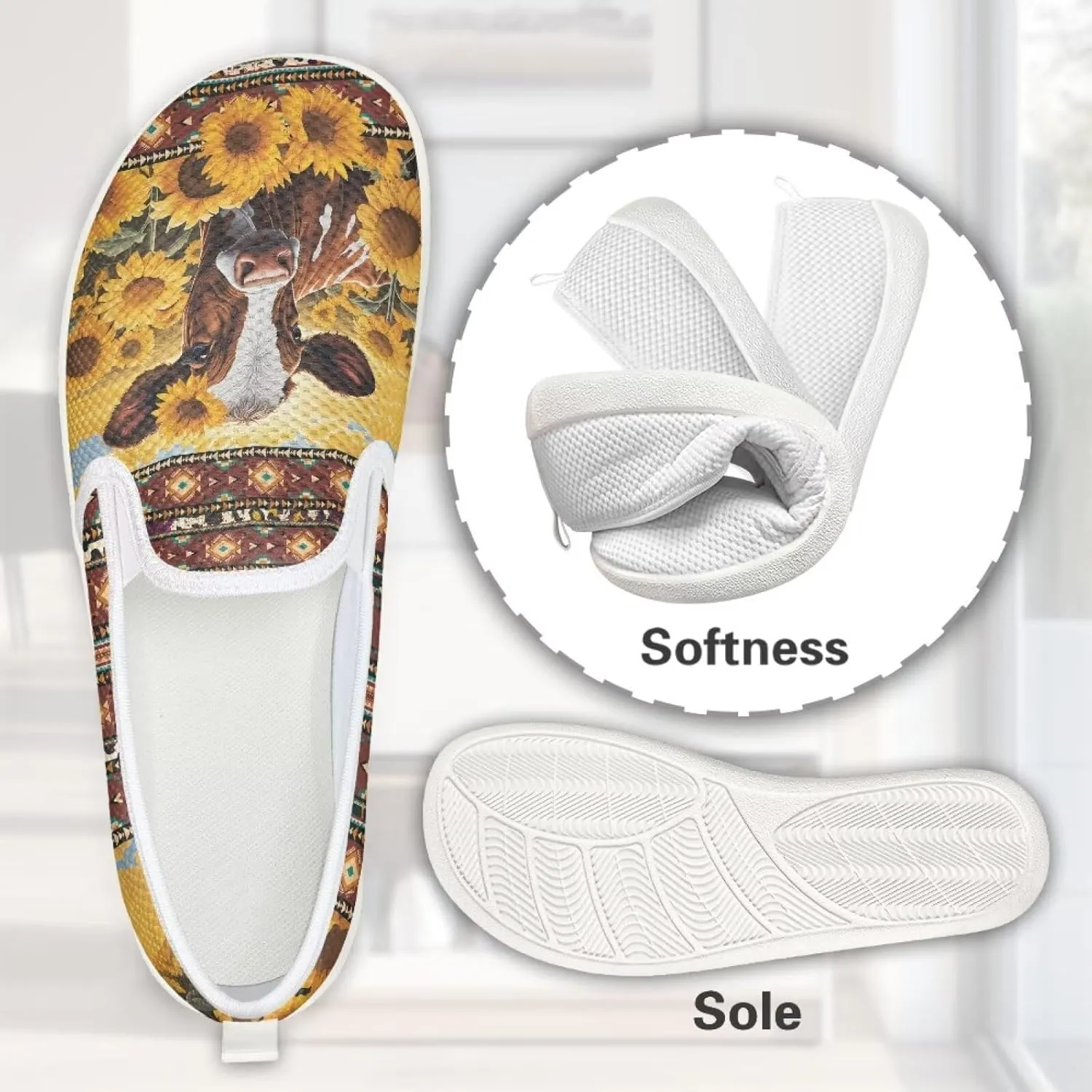 Trendy Womens Flats Shoes Ethnic Style Casual Shoes for Women Slip On Shoes