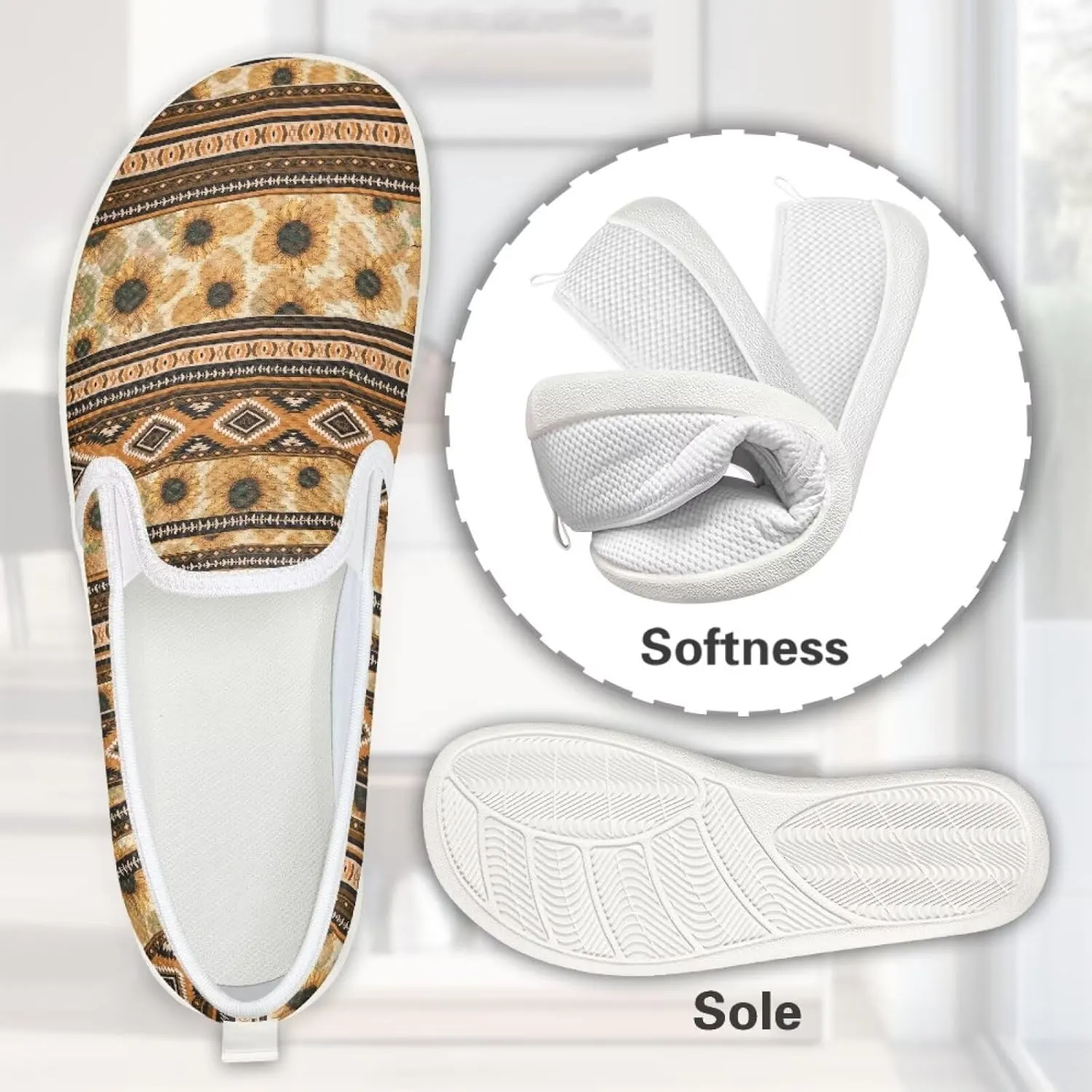 Trendy Womens Flats Shoes Ethnic Style Casual Shoes for Women Slip On Shoes