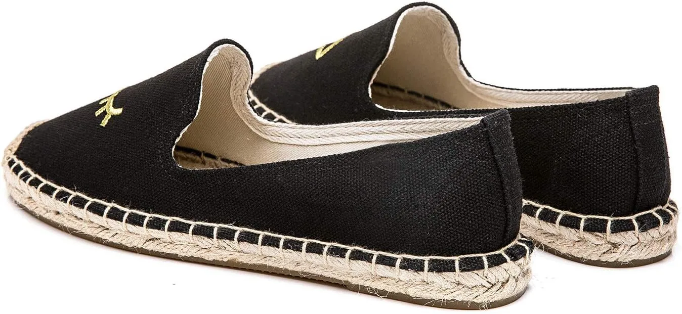 U-lite Women's Slip on Flat Shoes Casual Cap-Toe Platform Espadrille Canvas Flax Loafers