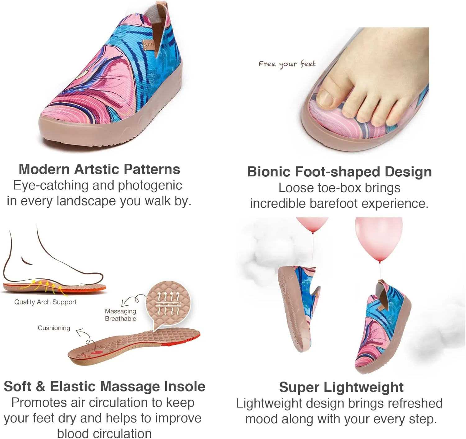 UIN Women's Art Painted Travel Shoes Slip On Casual Loafers Lightweight Comfort Fashion Sneaker Fuerteventura