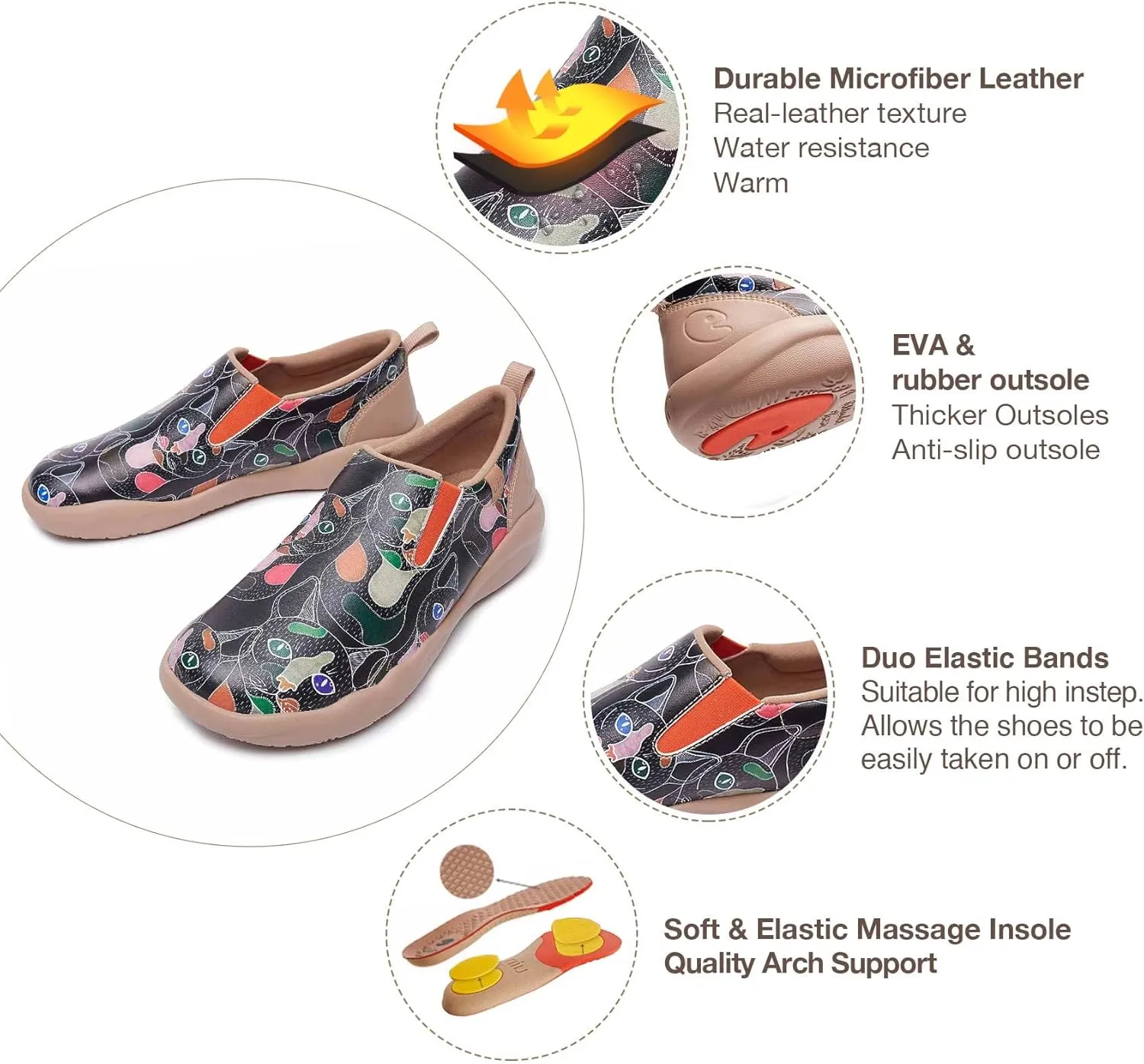 UIN Women's Walking Travel Shoes Slip On Microfiber Casual Loafers Lightweight Comfort Fashion Sneaker