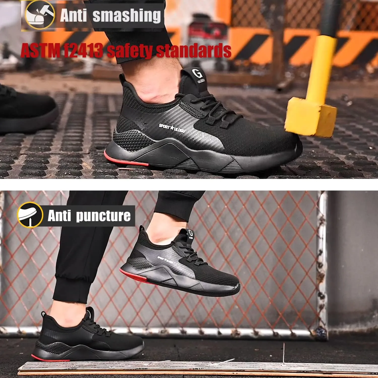 ulogu Steel Toe Shoes for Men Women丨Waterproof Lightweight Roofing Shoe丨Safety Industrial Work Sneakers