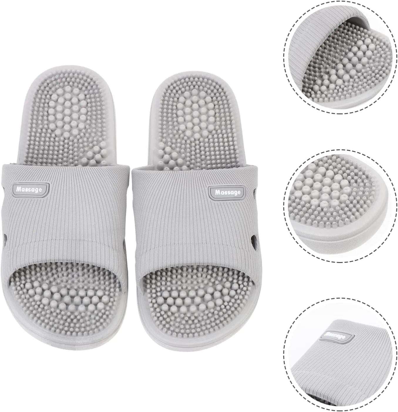 Unisex House Slippers With Foot Massage - Summer Home Non-Elastic Sandals for Shower Indoor (Grey, 42-43)