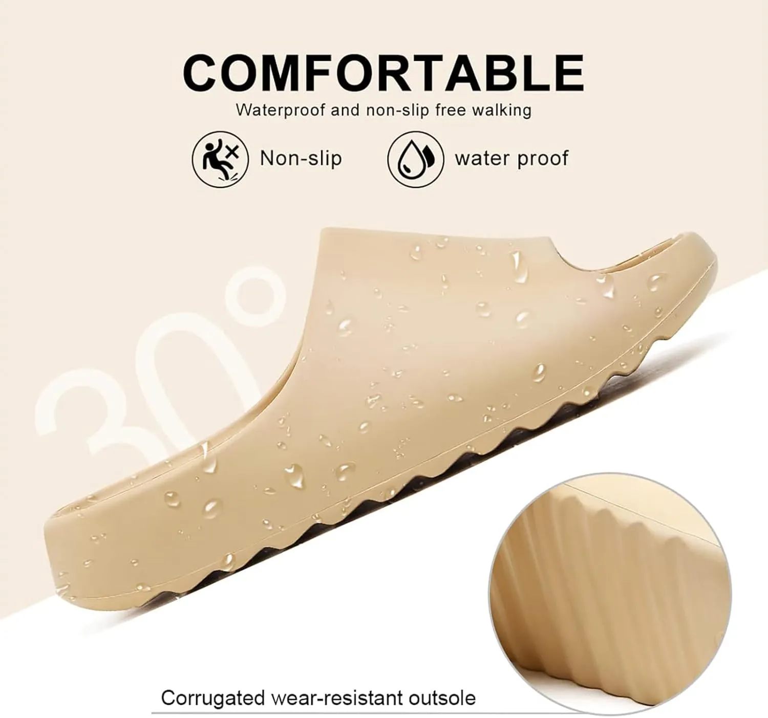 Unisex Pillow Slippers Slides for Women and Men, EVA Comfort Super Soft Quick Drying Rubber Shower Cloud Slides, Lightweight Spa Massage Summer Sandals for Adult Couples Indoor and Outdoor