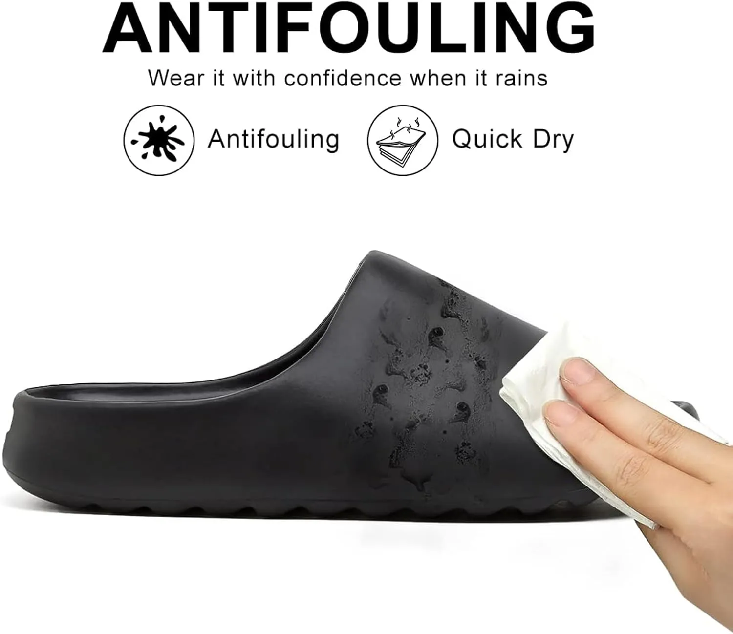 Unisex Pillow Slippers Slides for Women and Men, EVA Comfort Super Soft Quick Drying Rubber Shower Cloud Slides, Lightweight Spa Massage Summer Sandals for Adult Couples Indoor and Outdoor