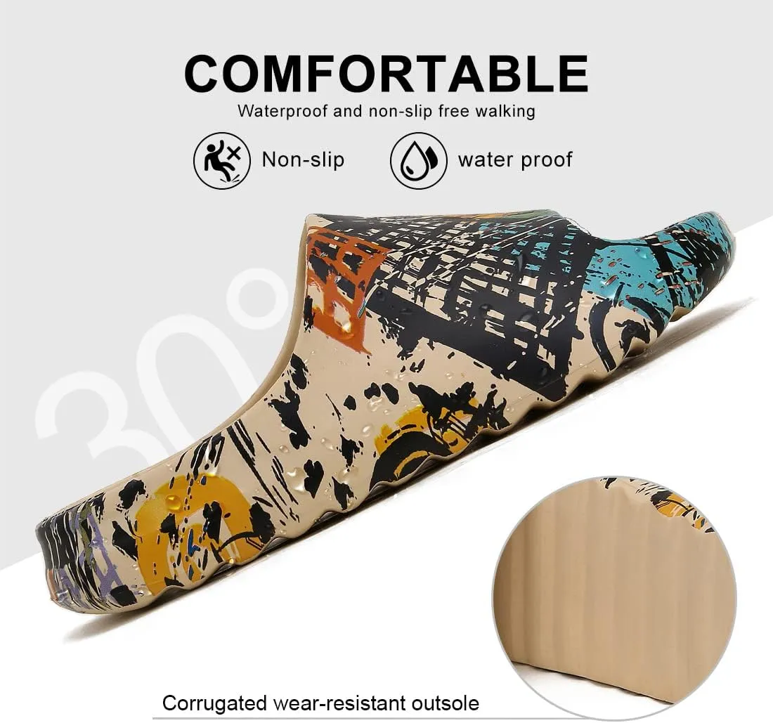 Unisex Pillow Slippers Slides for Women and Men, EVA Comfort Super Soft Quick Drying Rubber Shower Cloud Slides, Lightweight Spa Massage Summer Sandals for Adult Couples Indoor and Outdoor