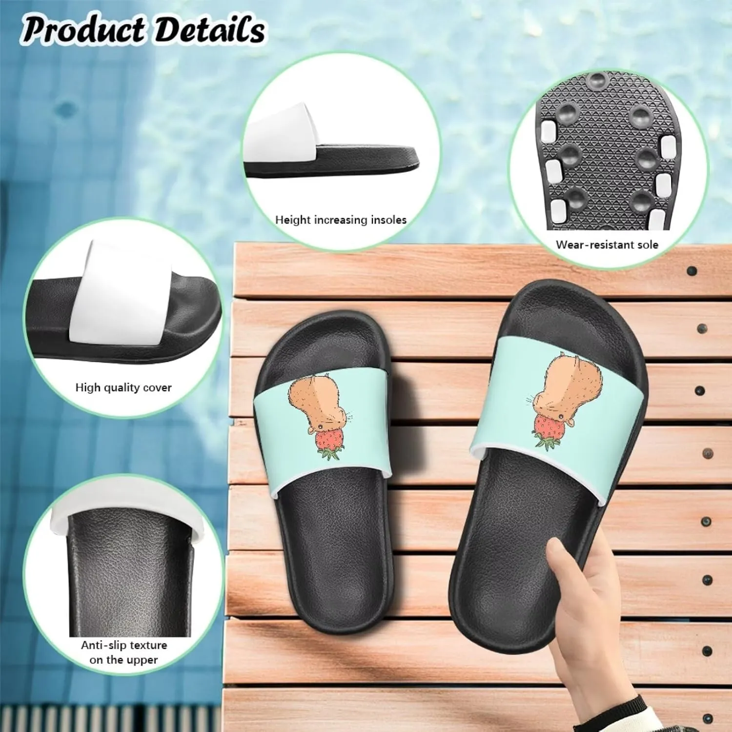 Unisex Slides for Girls Boys Comfortable Slippers Slides Non-slip Shower Shoes House Fashion Thick for Indoor & Outdoor Gifts