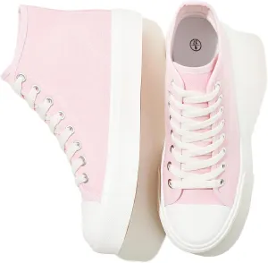 Uoidru High Top Sneakers for Women Canvas Shoes White Canvas High Tops Women Casual Shoes Lace Up Fashion Sneakers
