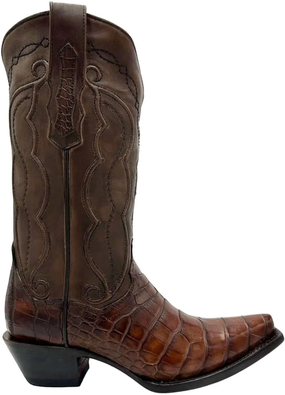 Vaccari Women's Sophia Genuine Alligator Belly Leather Snip Toe Western Cowgirl Boots