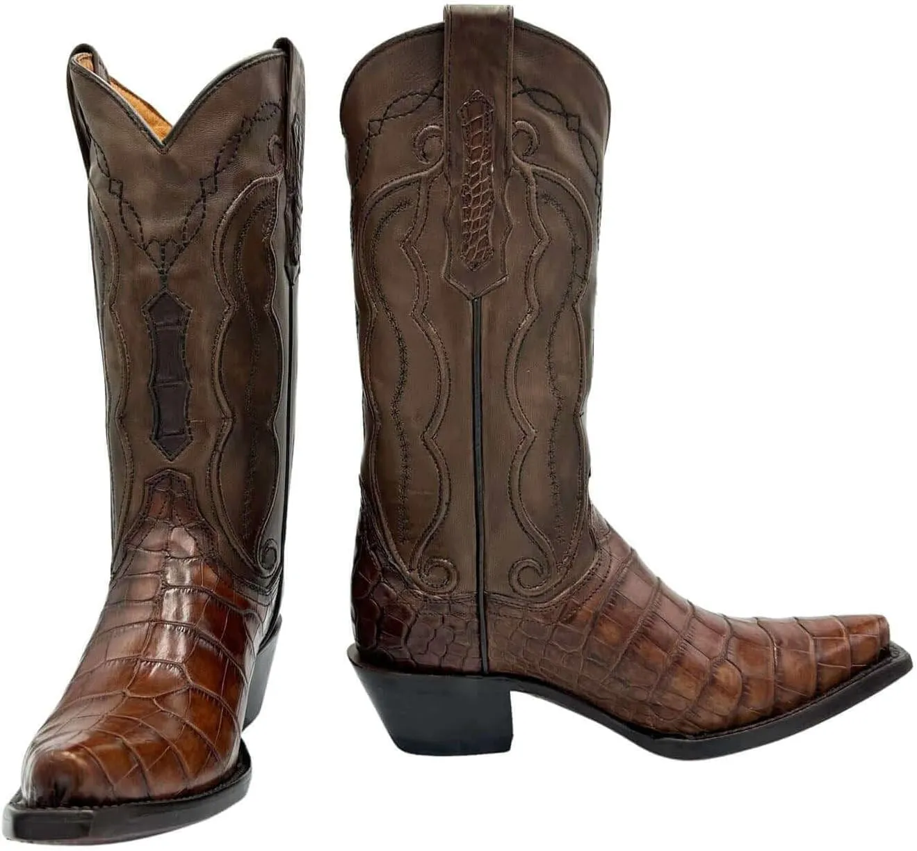 Vaccari Women's Sophia Genuine Alligator Belly Leather Snip Toe Western Cowgirl Boots