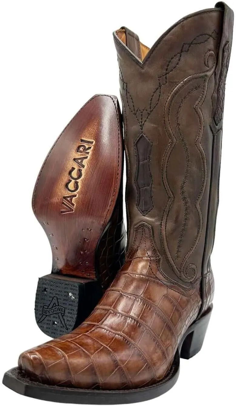 Vaccari Women's Sophia Genuine Alligator Belly Leather Snip Toe Western Cowgirl Boots