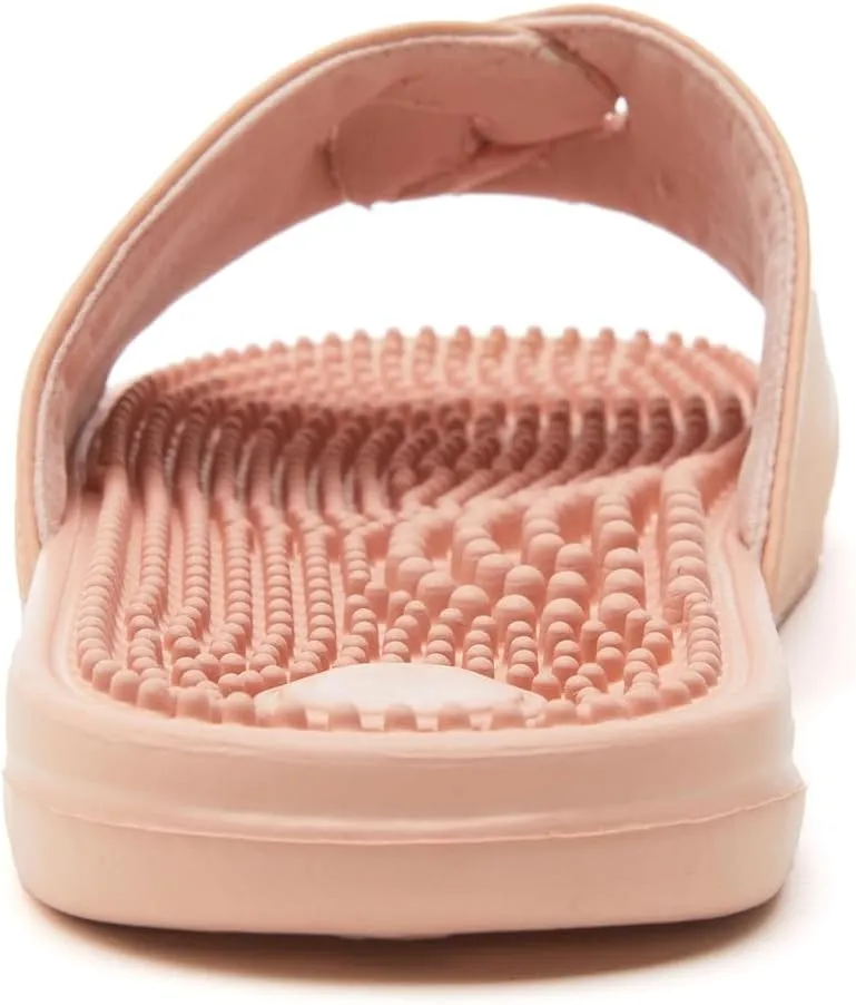 Vegan Leather Reflexology Massage Slippers - Indoor Sandals - Acupressure Footbed - Arch Support - Shock Absorbing Sole - Pain Relief & Relaxation for Flat Feet -Fallen Arches - size 10