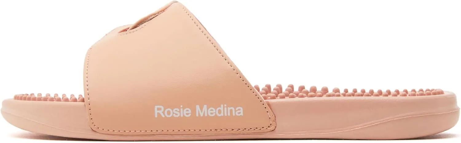 Vegan Leather Reflexology Massage Slippers - Indoor Sandals - Acupressure Footbed - Arch Support - Shock Absorbing Sole - Pain Relief & Relaxation for Flat Feet -Fallen Arches - size 10