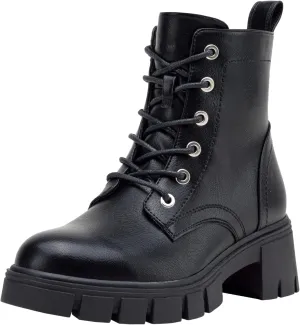 Vepose Women's 9626 Combat Ankle Boots, Lace-up Platform Chunky Heel Booties with Side Zipper
