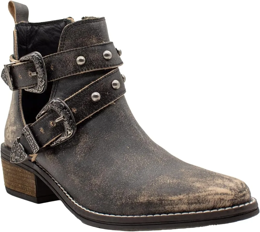 VOLATILE Womens Yarrow Snip Toe Zippered Casual Boots Low Heel 1-2" - Black