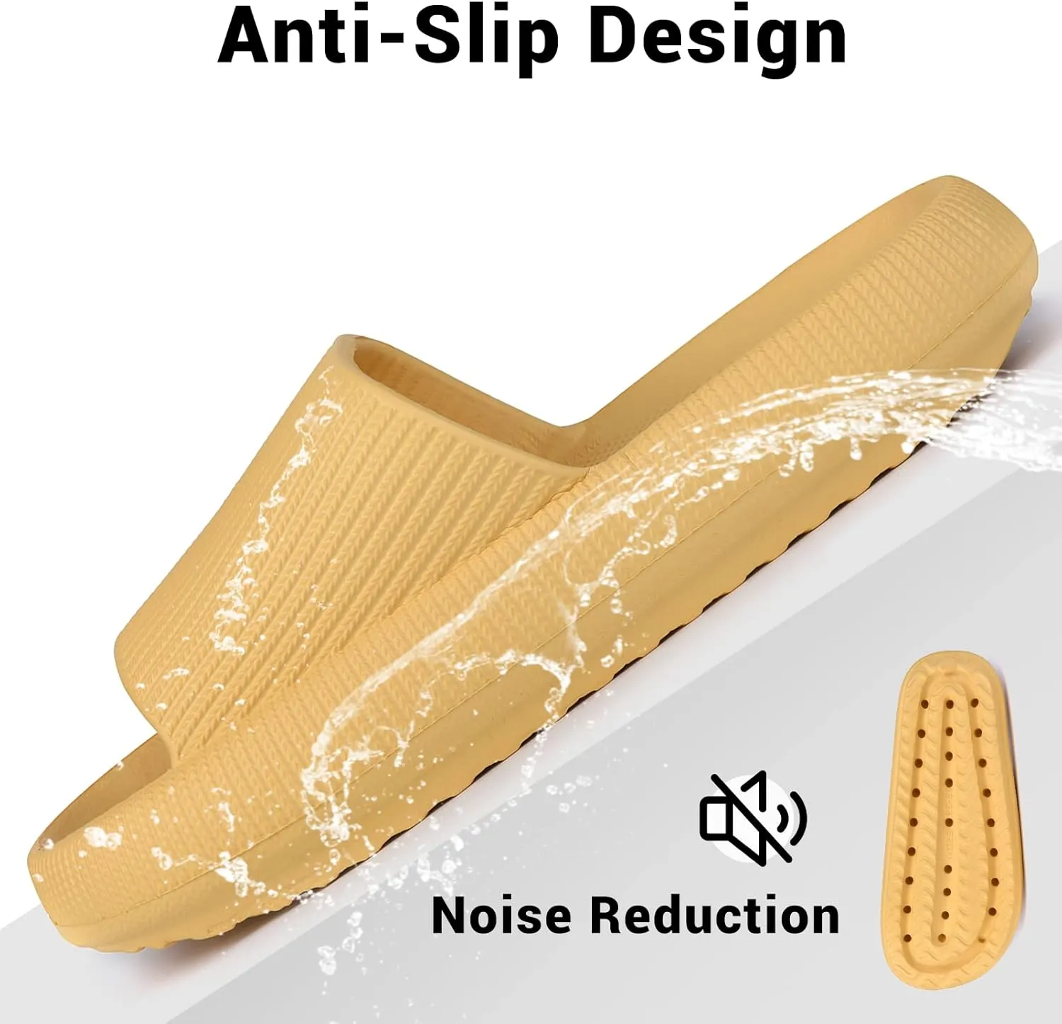 VONMAY Cloud Slides for Men and Women Quick Drying Pillow Slippers Non-Slip Shower Sandals with Cushioned Thick Sole for Comfort & Support
