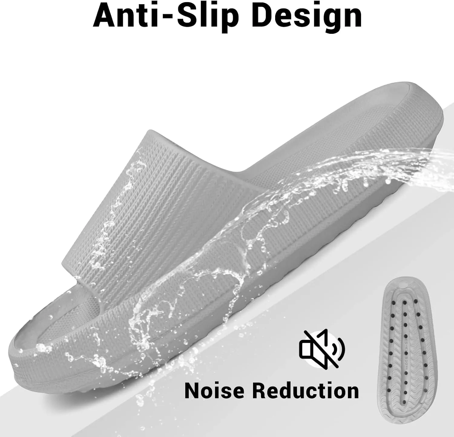 VONMAY Cloud Slides for Men and Women Quick Drying Pillow Slippers Non-Slip Shower Sandals with Cushioned Thick Sole for Comfort & Support