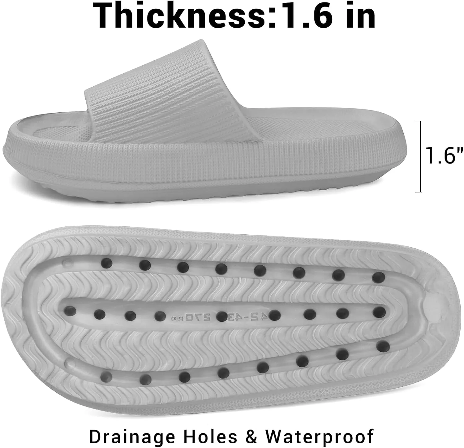 VONMAY Cloud Slides for Men and Women Quick Drying Pillow Slippers Non-Slip Shower Sandals with Cushioned Thick Sole for Comfort & Support