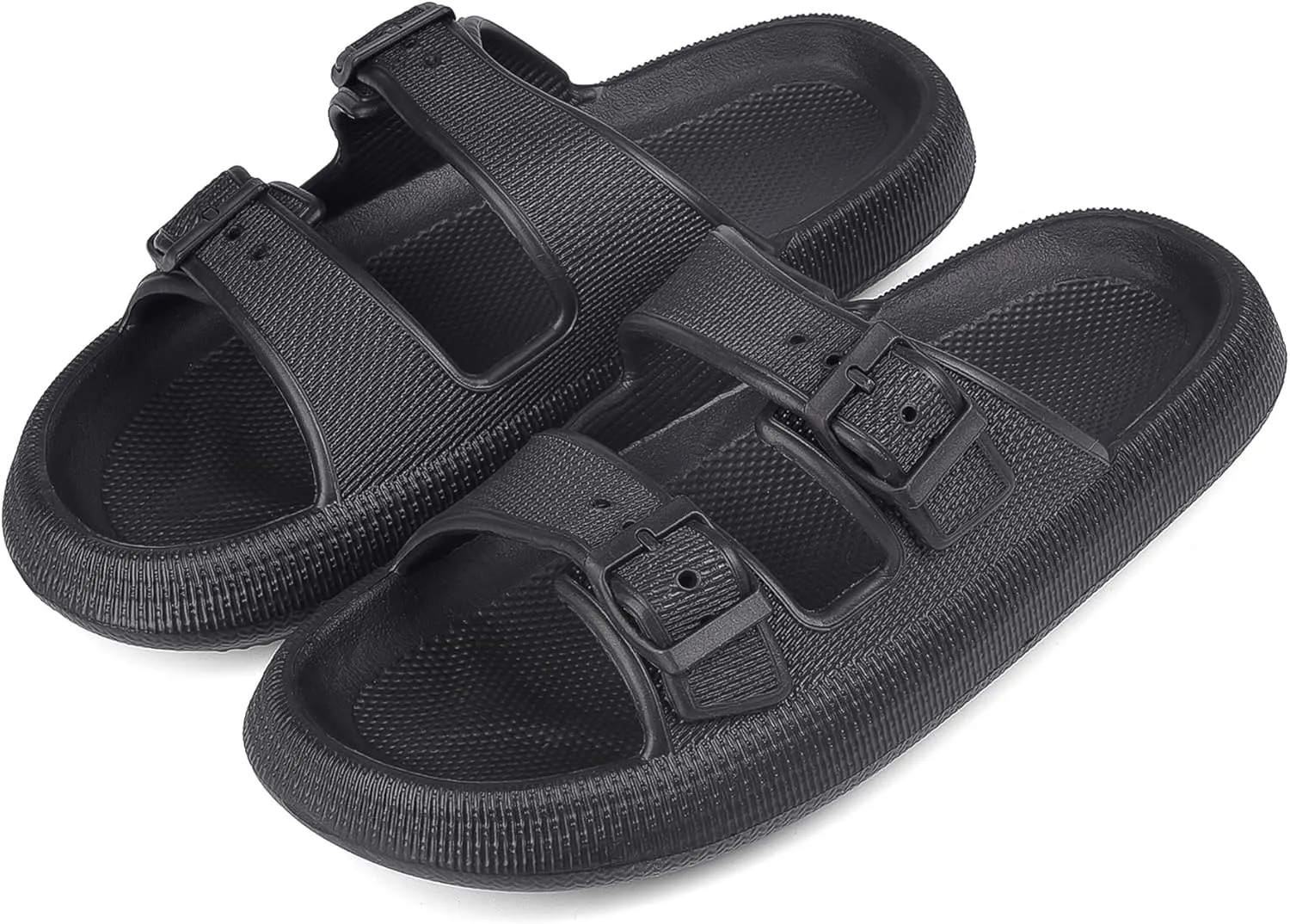 VONMAY Comfort Sandals for Women and Men Pillow Slippers Double Buckle Quick Dry Adjustable Slides Cushioned Thick Sole EVA Flat Sandals