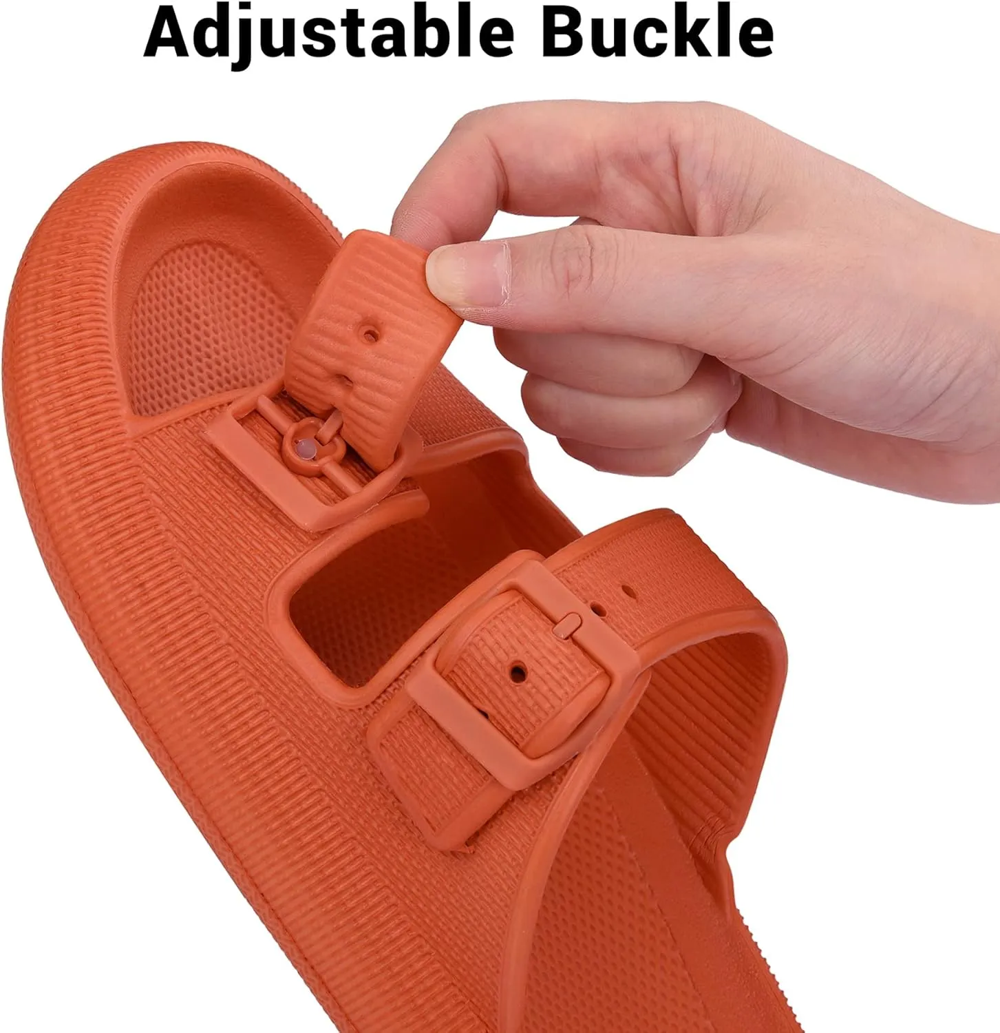 VONMAY Comfort Sandals for Women and Men Pillow Slippers Double Buckle Quick Dry Adjustable Slides Cushioned Thick Sole EVA Flat Sandals