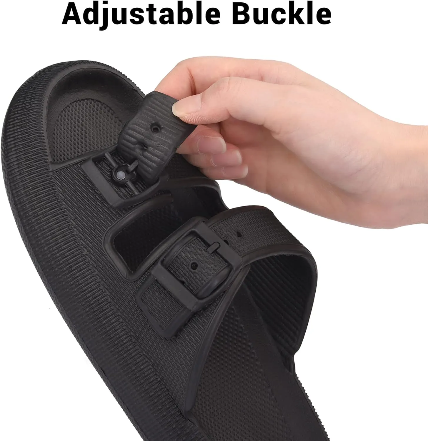 VONMAY Comfort Sandals for Women and Men Pillow Slippers Double Buckle Quick Dry Adjustable Slides Cushioned Thick Sole EVA Flat Sandals