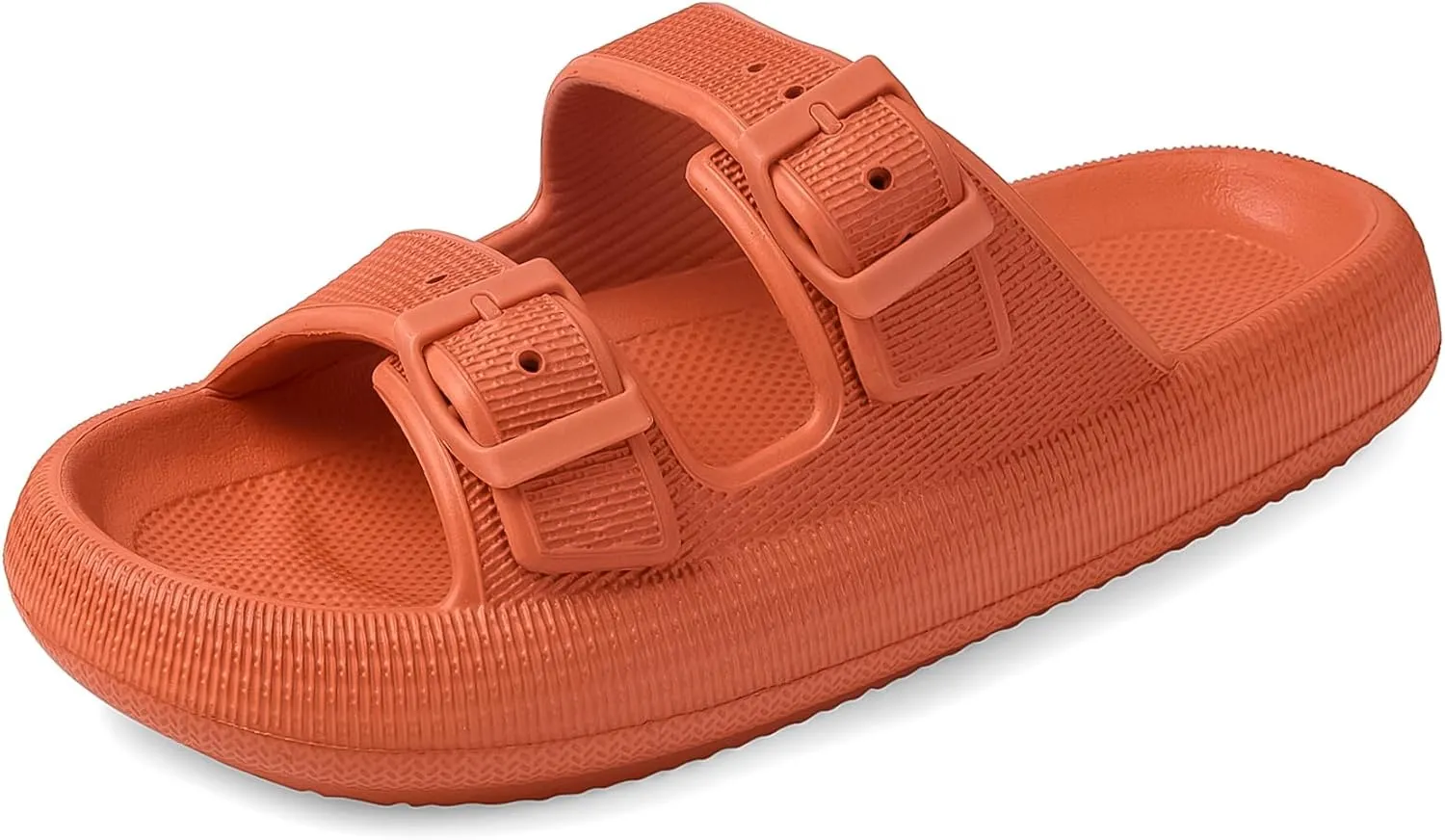 VONMAY Comfort Sandals for Women and Men Pillow Slippers Double Buckle Quick Dry Adjustable Slides Cushioned Thick Sole EVA Flat Sandals