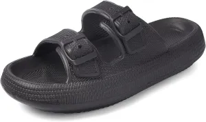 VONMAY Comfort Sandals for Women and Men Pillow Slippers Double Buckle Quick Dry Adjustable Slides Cushioned Thick Sole EVA Flat Sandals