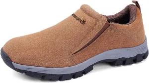 Walking Shoes Men Hands Free Slip in Loafers Leather Casual Comfortable Breathable Hiking Working All-Terrain Ankle Boots Trekking Anti-Slip