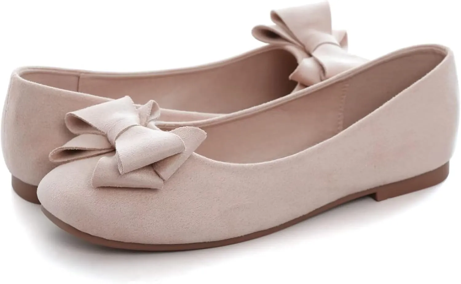 WENJIAZHIZHI Women's Square Toe Bowknot Ballet Flats Comfortable Slip-On Casual Loafers Walking Flat Dress Shoes