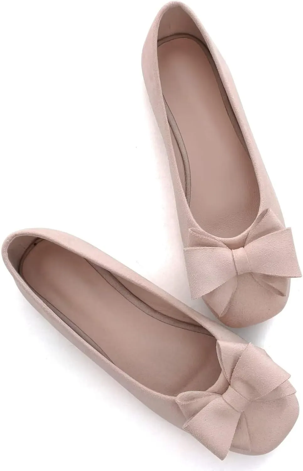 WENJIAZHIZHI Women's Square Toe Bowknot Ballet Flats Comfortable Slip-On Casual Loafers Walking Flat Dress Shoes