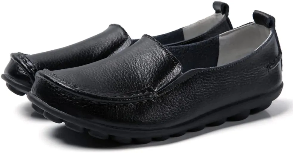 WERWAES Casual Womens Loafers Shoes Soft Leather Lightweight Classic Penny Slip-on Loafers Outdoor Indooor Walking Driving Moccasins Flats for Womens Nurse Boat Shoes