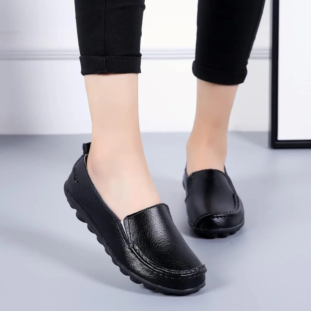 WERWAES Casual Womens Loafers Shoes Soft Leather Lightweight Classic Penny Slip-on Loafers Outdoor Indooor Walking Driving Moccasins Flats for Womens Nurse Boat Shoes