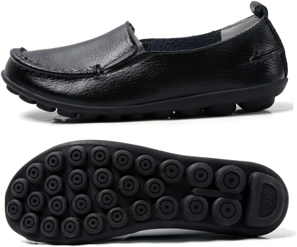 WERWAES Casual Womens Loafers Shoes Soft Leather Lightweight Classic Penny Slip-on Loafers Outdoor Indooor Walking Driving Moccasins Flats for Womens Nurse Boat Shoes