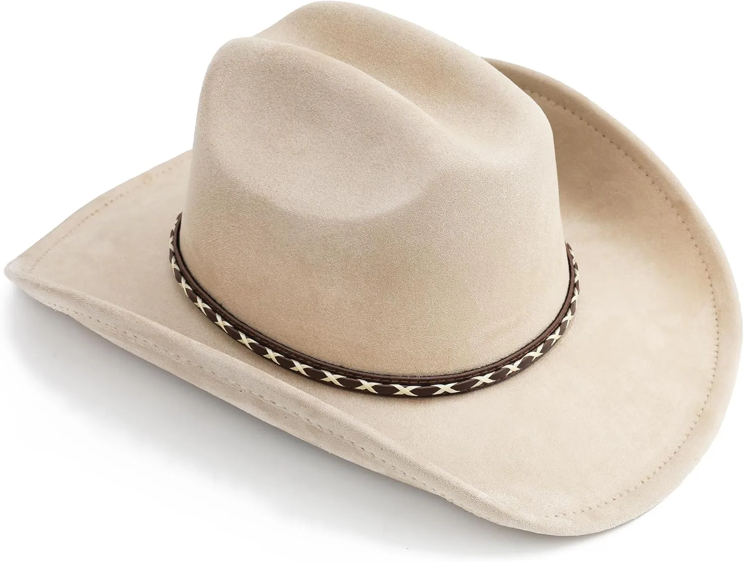 Western Cowboy Hat for Women and Men, Unisex Big Wide Brim Felt Hats for Cowboys and Cowgirls