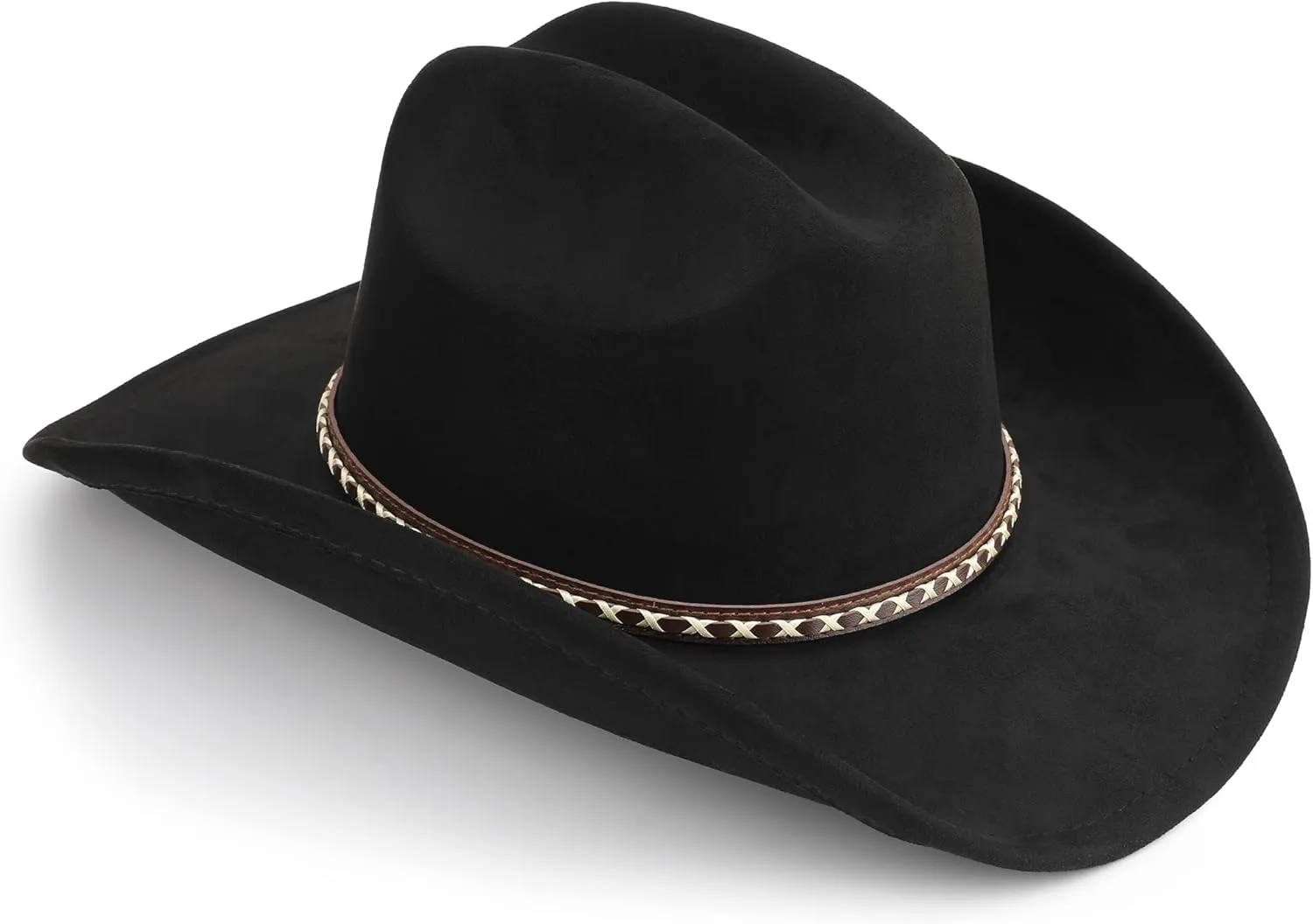 Western Cowboy Hat for Women and Men, Unisex Big Wide Brim Felt Hats for Cowboys and Cowgirls