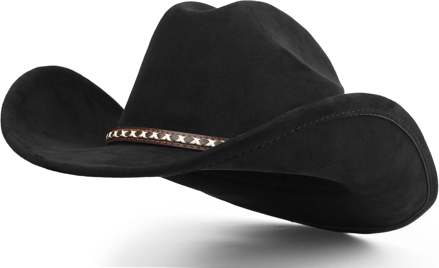 Western Cowboy Hat for Women and Men, Unisex Big Wide Brim Felt Hats for Cowboys and Cowgirls