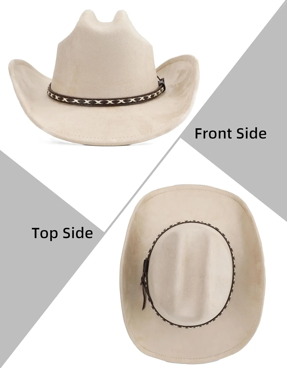 Western Cowboy Hat for Women and Men, Unisex Big Wide Brim Felt Hats for Cowboys and Cowgirls