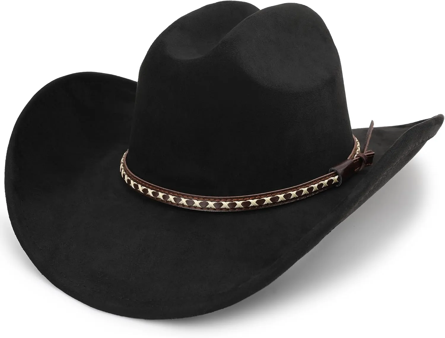 Western Cowboy Hat for Women and Men, Unisex Big Wide Brim Felt Hats for Cowboys and Cowgirls