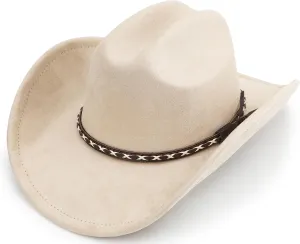 Western Cowboy Hat for Women and Men, Unisex Big Wide Brim Felt Hats for Cowboys and Cowgirls