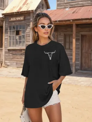 Western Outfit for Women Oversized Rodeo Graphic Tees Cowboy Country Concert Clothes Vintage Casual Tops