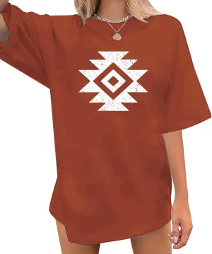 Western Outfit for Women Oversized Rodeo Graphic Tees Cowboy Country Concert Clothes Vintage Casual Tops