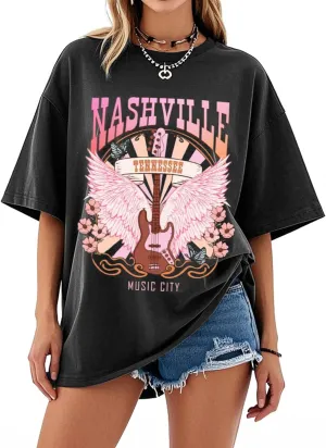 Western Shirt Women Oversize Boho Cow Skull Vintage Rodeo Graphic Tee Cowgirl Short Sleeve Casual Top